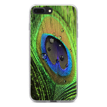 DistinctInk® Clear Shockproof Hybrid Case for Apple iPhone / Samsung Galaxy / Google Pixel - Peacock Feather Close Up