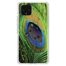 DistinctInk® Clear Shockproof Hybrid Case for Apple iPhone / Samsung Galaxy / Google Pixel - Peacock Feather Close Up