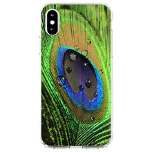 DistinctInk® Clear Shockproof Hybrid Case for Apple iPhone / Samsung Galaxy / Google Pixel - Peacock Feather Close Up
