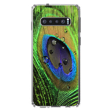 DistinctInk® Clear Shockproof Hybrid Case for Apple iPhone / Samsung Galaxy / Google Pixel - Peacock Feather Close Up