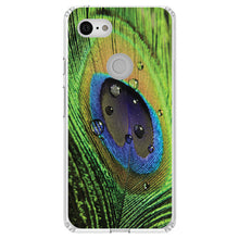 DistinctInk® Clear Shockproof Hybrid Case for Apple iPhone / Samsung Galaxy / Google Pixel - Peacock Feather Close Up