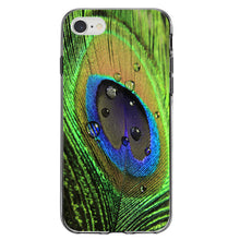 DistinctInk® Clear Shockproof Hybrid Case for Apple iPhone / Samsung Galaxy / Google Pixel - Peacock Feather Close Up
