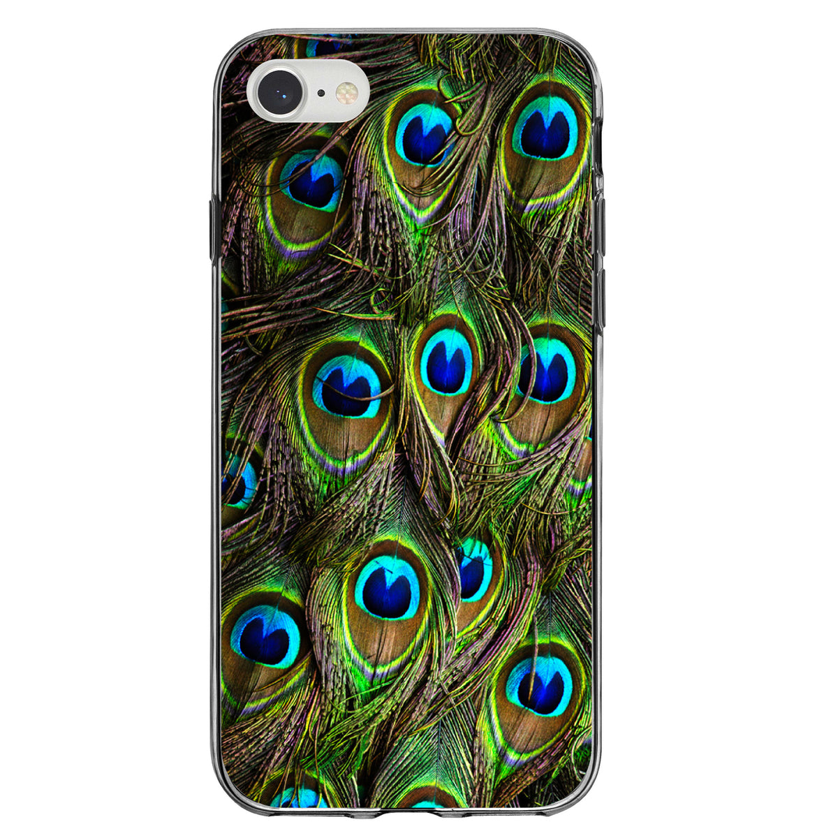 Peacock Feathers Clear Shockproof iPhone Case, view 5