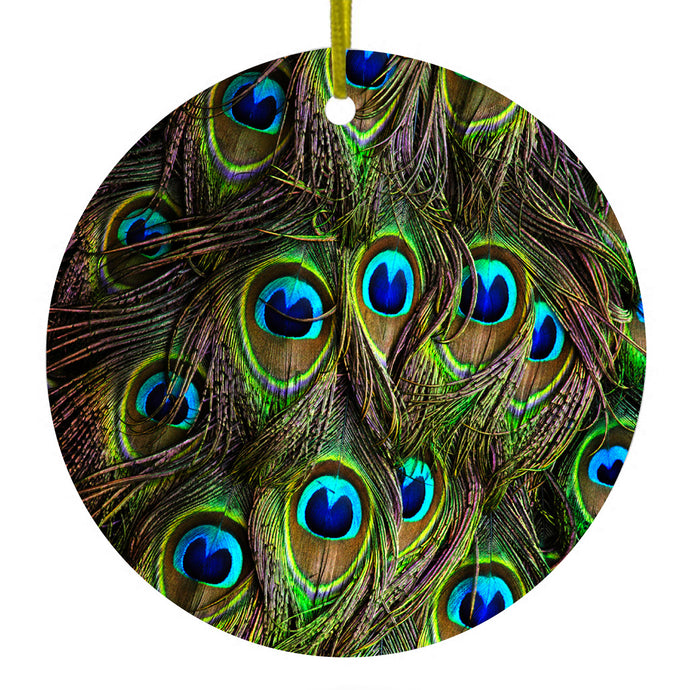 Peacock Feathers Ceramic Ornament