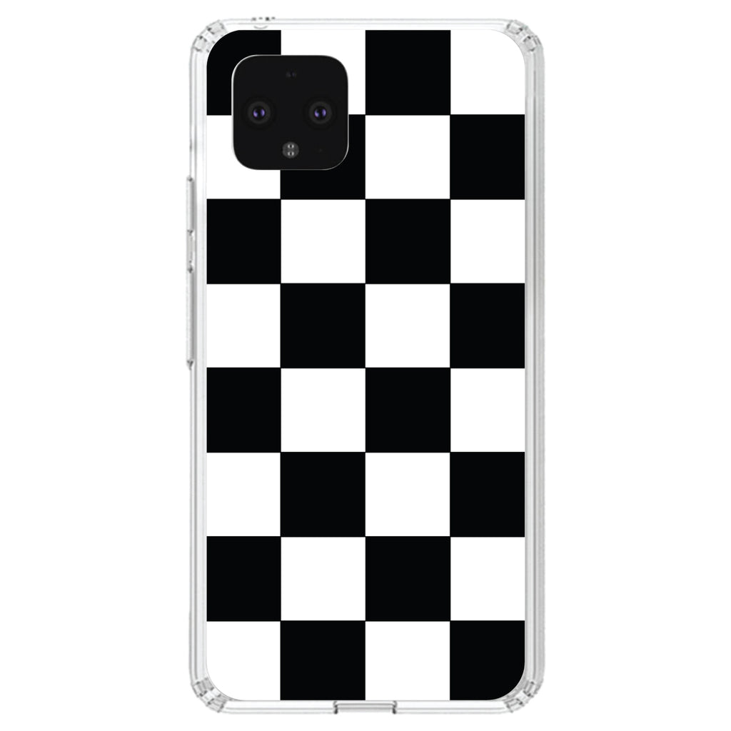 Black White Checkered Flag Geometric Clear Shockproof iPhone Case, view 23