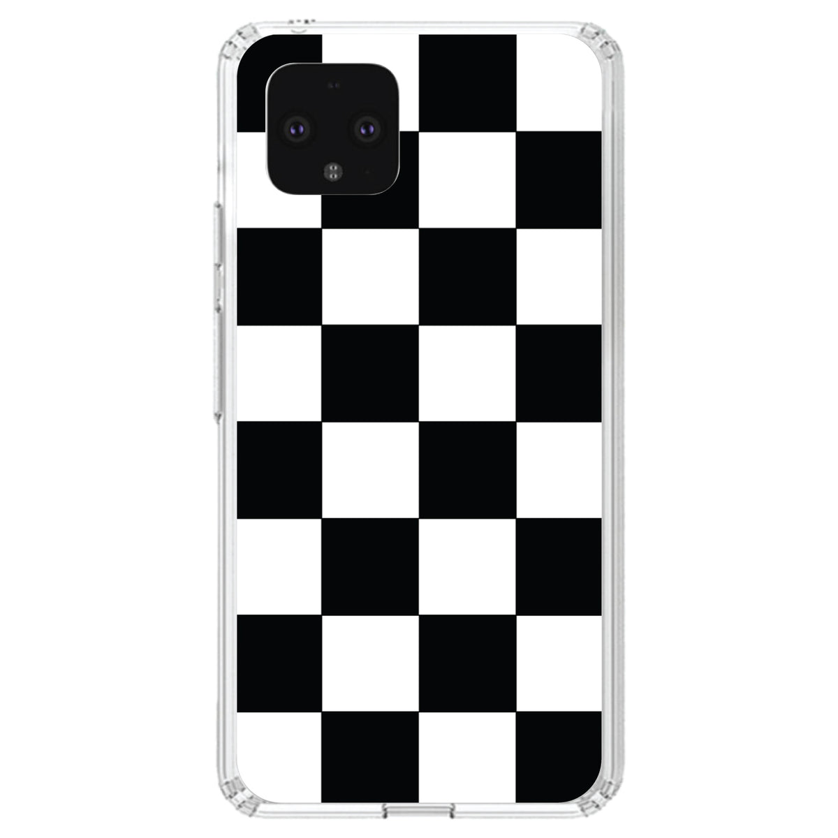 Black White Checkered Flag Geometric Clear Shockproof iPhone Case, view 23