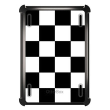 DistinctInk™ OtterBox Defender Series Case for Apple iPad / iPad Pro / iPad Air / iPad Mini - Black White Checkered Flag Geometric