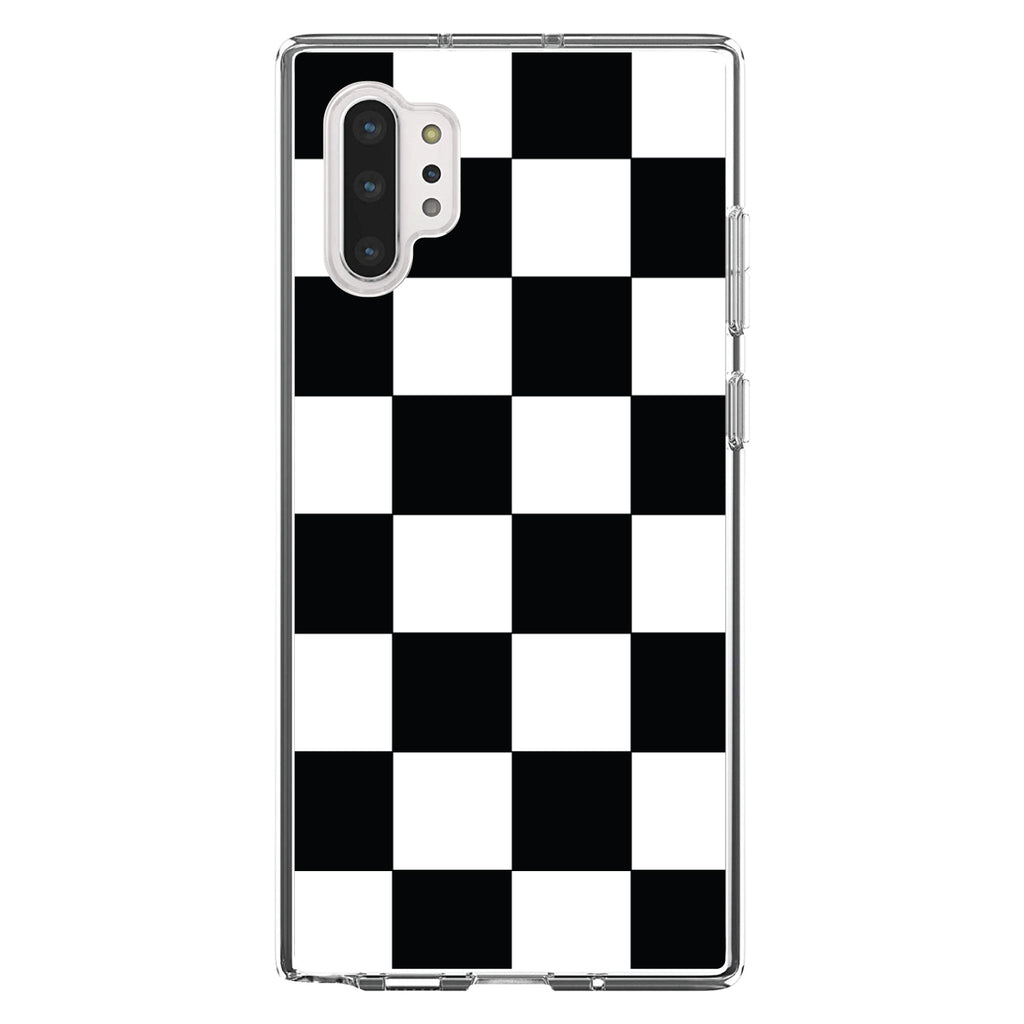 Black White Checkered Flag Geometric Clear Shockproof iPhone Case, view 10