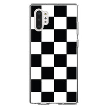 DistinctInk® Clear Shockproof Hybrid Case for Apple iPhone / Samsung Galaxy / Google Pixel - Black White Checkered Flag Geometric