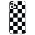 Black White Checkered Flag Geometric Clear Shockproof iPhone Case