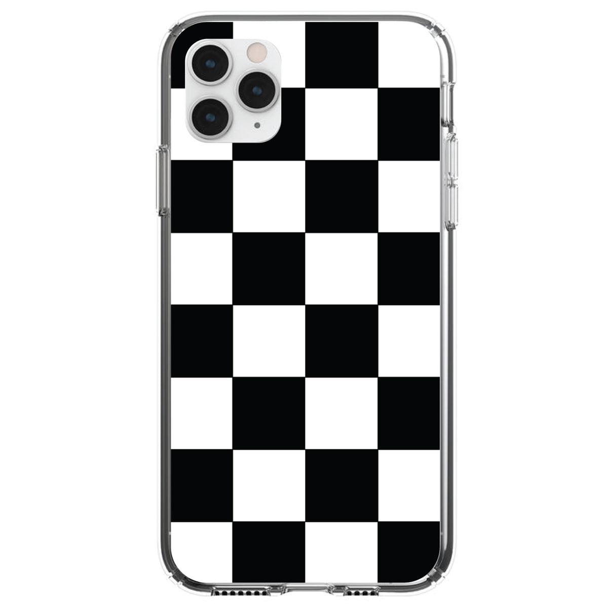 Black White Checkered Flag Geometric Clear Shockproof iPhone Case