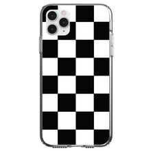 DistinctInk® Clear Shockproof Hybrid Case for Apple iPhone / Samsung Galaxy / Google Pixel - Black White Checkered Flag Geometric