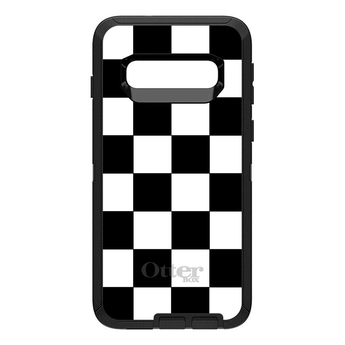 Black White Checkered Flag Geometric OtterBox Defender Case for iPhone & Galaxy, view 6