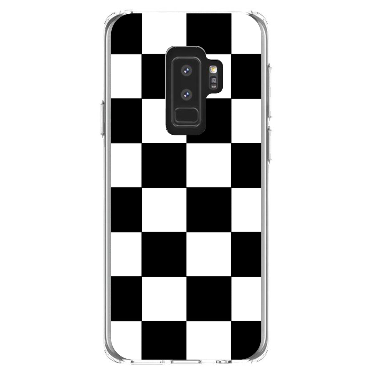 Black White Checkered Flag Geometric Clear Shockproof iPhone Case, view 20