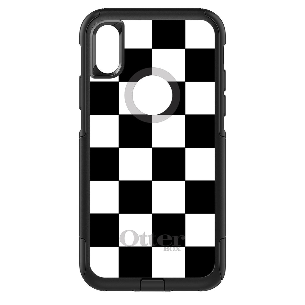 Black White Checkered Flag Geometric OtterBox Commuter Case for iPhone & Galaxy, view 3