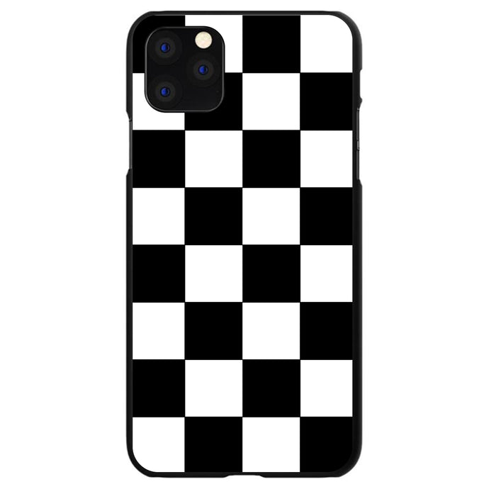 DistinctInk® Hard Plastic Snap-On Case for Apple iPhone or Samsung Galaxy - Black White Checkered Flag Geometric