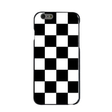 DistinctInk® Hard Plastic Snap-On Case for Apple iPhone or Samsung Galaxy - Black White Checkered Flag Geometric