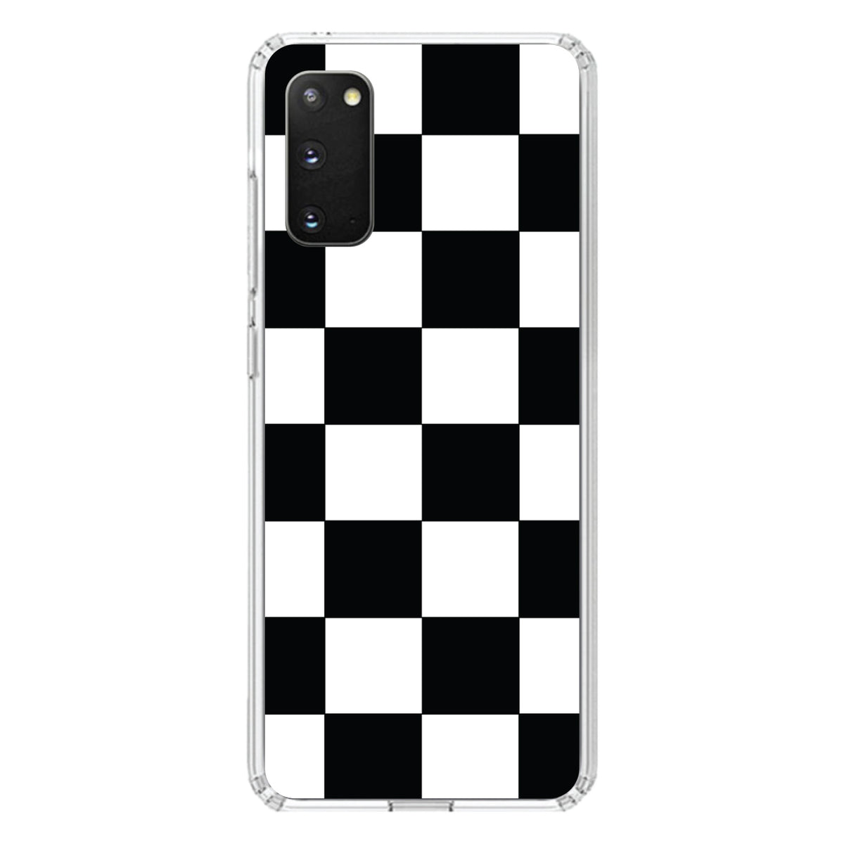 Black White Checkered Flag Geometric Clear Shockproof iPhone Case, view 14