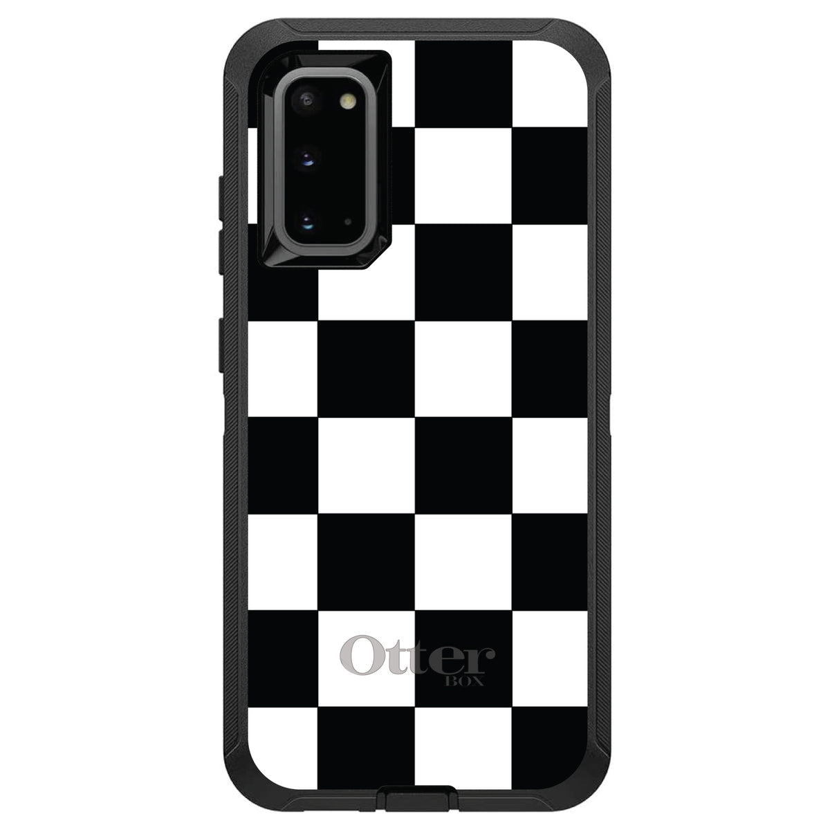 Black White Checkered Flag Geometric OtterBox Defender Case for iPhone & Galaxy, view 5