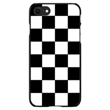 DistinctInk® Hard Plastic Snap-On Case for Apple iPhone or Samsung Galaxy - Black White Checkered Flag Geometric