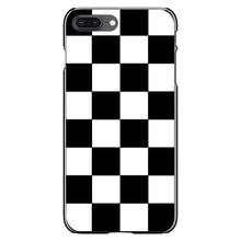 DistinctInk® Hard Plastic Snap-On Case for Apple iPhone or Samsung Galaxy - Black White Checkered Flag Geometric