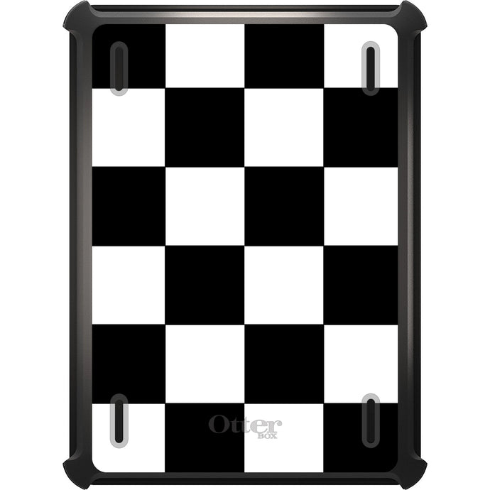 DistinctInk™ OtterBox Defender Series Case for Apple iPad / iPad Pro / iPad Air / iPad Mini - Black White Checkered Flag Geometric