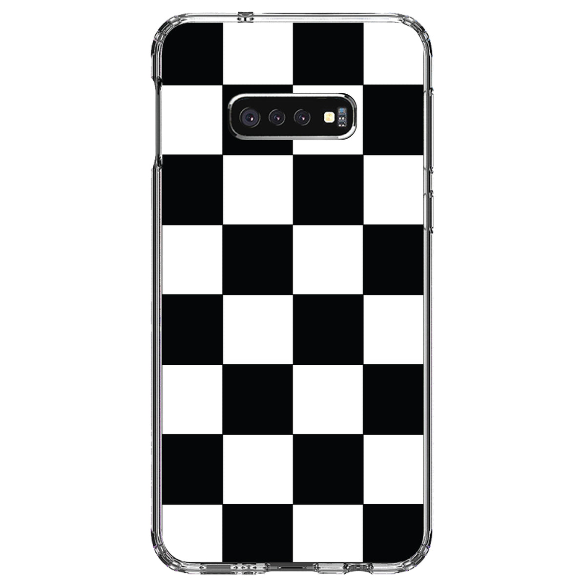 Black White Checkered Flag Geometric Clear Shockproof iPhone Case, view 18