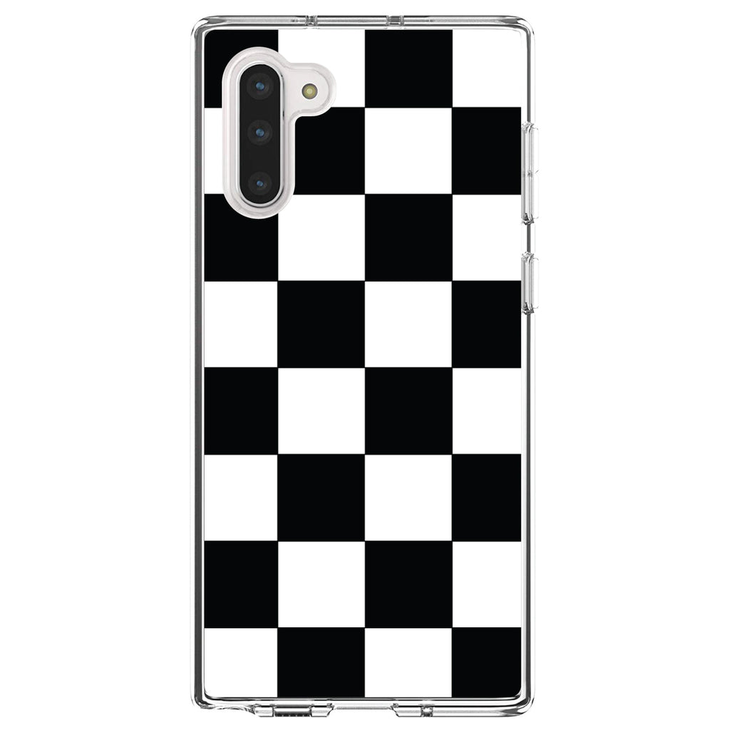 Black White Checkered Flag Geometric Clear Shockproof iPhone Case, view 9