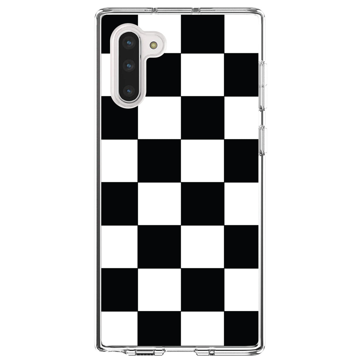 Black White Checkered Flag Geometric Clear Shockproof iPhone Case, view 9
