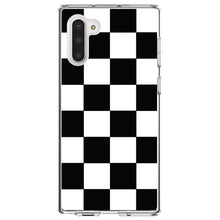 DistinctInk® Clear Shockproof Hybrid Case for Apple iPhone / Samsung Galaxy / Google Pixel - Black White Checkered Flag Geometric