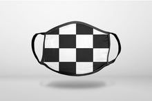Black White Checkered Flag Geometric - 3-Ply Reusable Soft Face Mask Covering, Unisex, Cotton Inner Layer