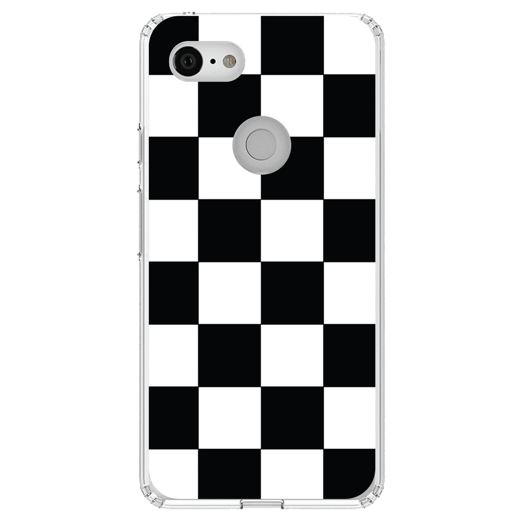 Black White Checkered Flag Geometric Clear Shockproof iPhone Case, view 22