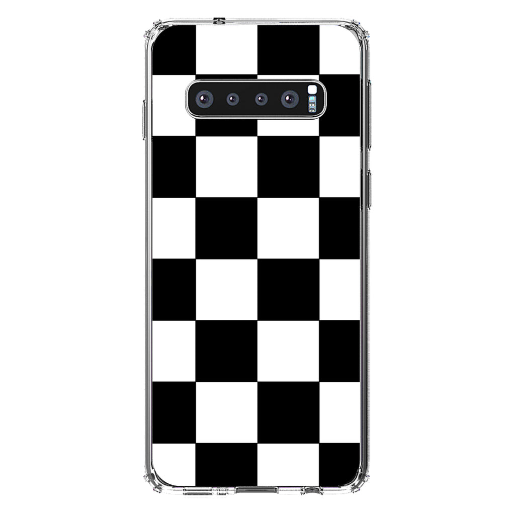 Black White Checkered Flag Geometric Clear Shockproof iPhone Case, view 17