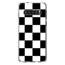 DistinctInk® Clear Shockproof Hybrid Case for Apple iPhone / Samsung Galaxy / Google Pixel - Black White Checkered Flag Geometric