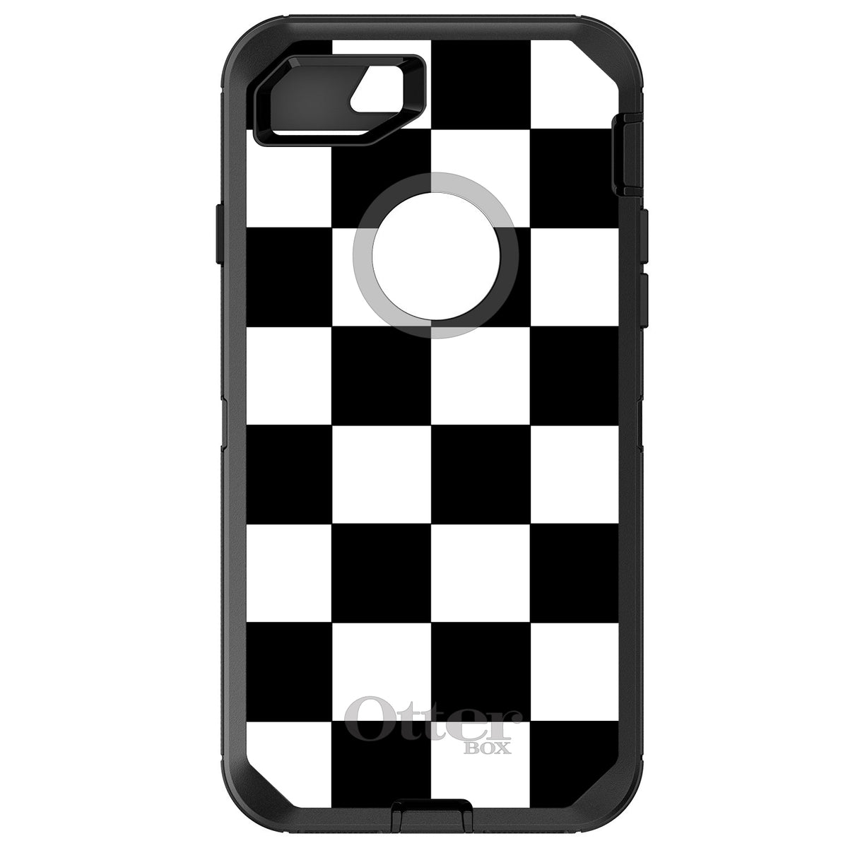 Black White Checkered Flag Geometric OtterBox Defender Case for iPhone & Galaxy