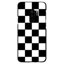 DistinctInk® Hard Plastic Snap-On Case for Apple iPhone or Samsung Galaxy - Black White Checkered Flag Geometric