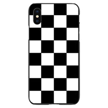 DistinctInk® Hard Plastic Snap-On Case for Apple iPhone or Samsung Galaxy - Black White Checkered Flag Geometric