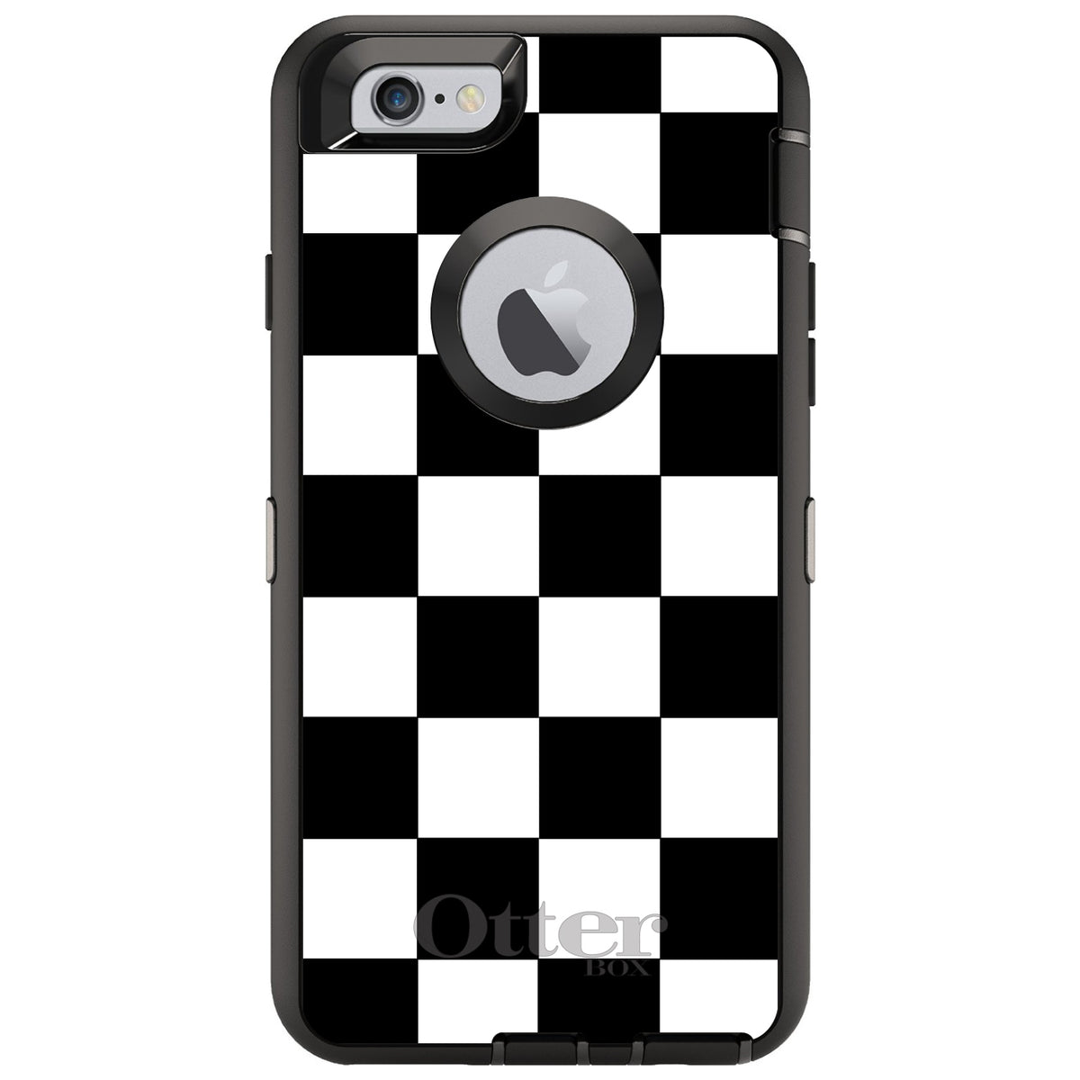 Black White Checkered Flag Geometric OtterBox Defender Case for iPhone & Galaxy, view 4