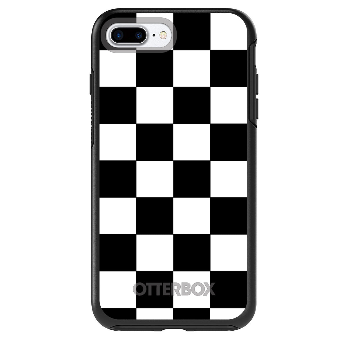 Black White Checkered Flag Geometric OtterBox Symmetry Case for iPhone & Galaxy, view 2