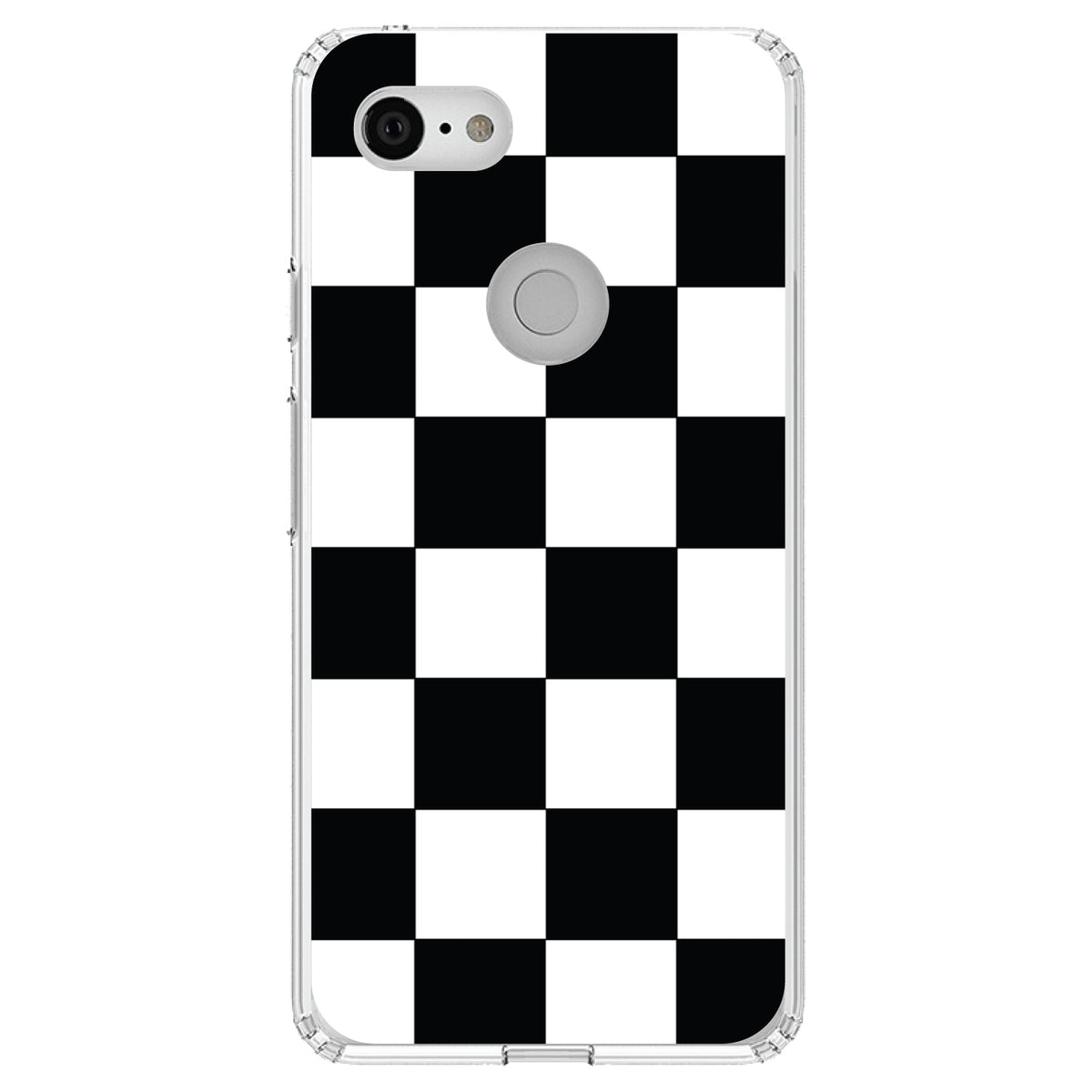 Black White Checkered Flag Geometric Clear Shockproof iPhone Case, view 21
