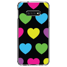 DistinctInk® Clear Shockproof Hybrid Case for Apple iPhone / Samsung Galaxy / Google Pixel - Black Multi Color Hearts