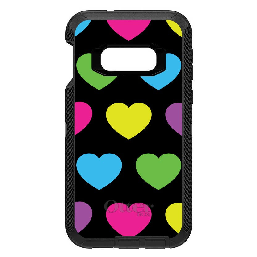 Black Multi Color Hearts OtterBox Defender Case for iPhone & Galaxy, view 10