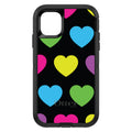 Black Multi Color Hearts OtterBox Defender Case for iPhone & Galaxy, view 2