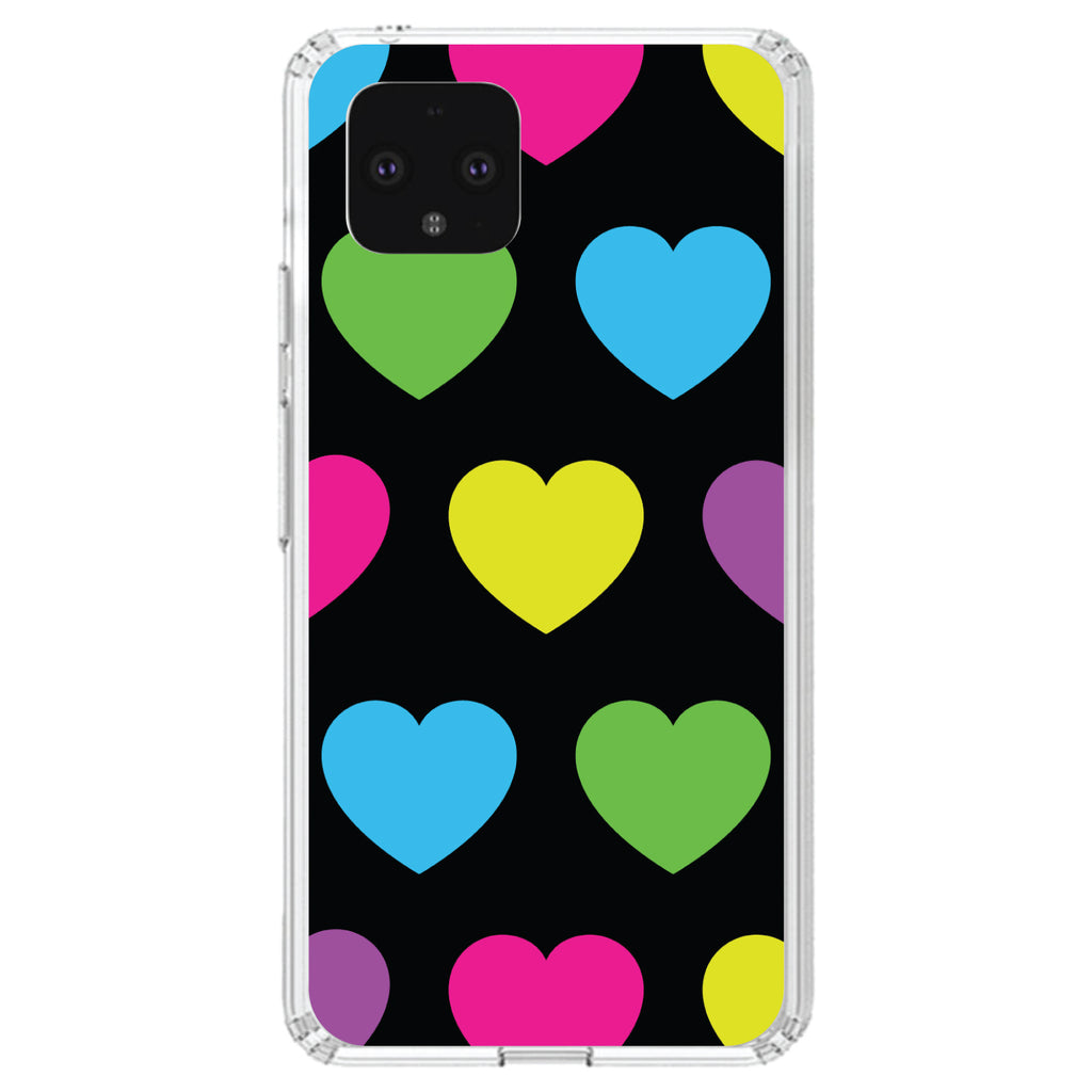 Black Multi Color Hearts Clear Shockproof iPhone Case, view 24