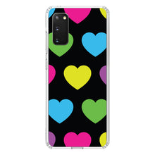 DistinctInk® Clear Shockproof Hybrid Case for Apple iPhone / Samsung Galaxy / Google Pixel - Black Multi Color Hearts