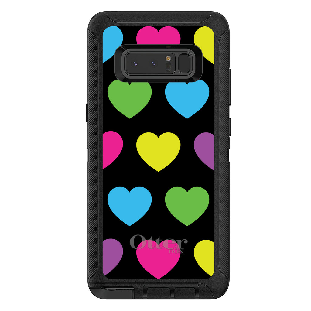 Black Multi Color Hearts OtterBox Defender Case for iPhone & Galaxy, view 17