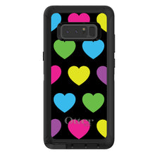 DistinctInk™ OtterBox Defender Series Case for Apple iPhone / Samsung Galaxy / Google Pixel - Black Multi Color Hearts