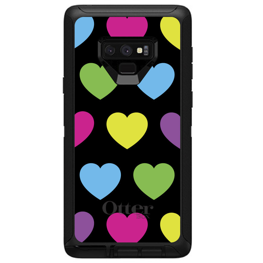 Black Multi Color Hearts OtterBox Defender Case for iPhone & Galaxy, view 16