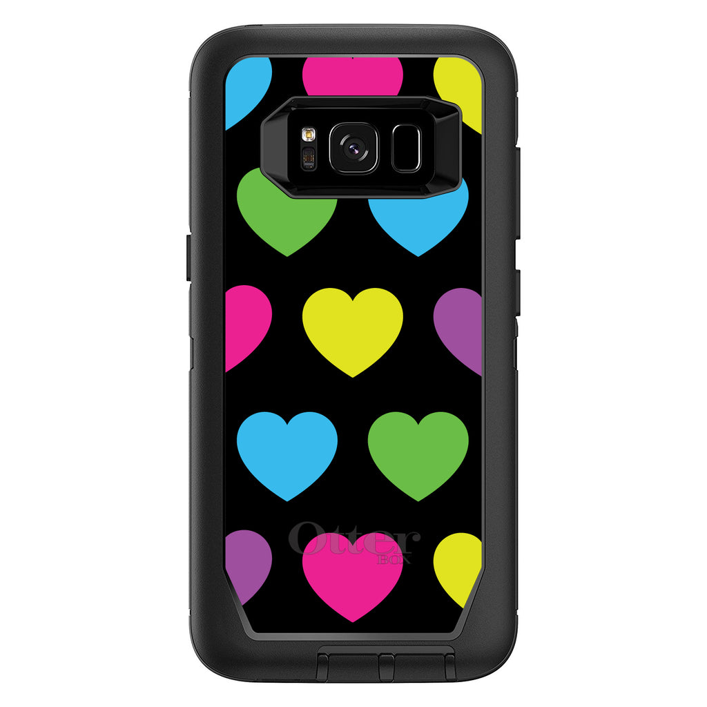 Black Multi Color Hearts OtterBox Defender Case for iPhone & Galaxy, view 12