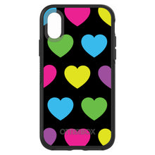 DistinctInk™ OtterBox Symmetry Series Case for Apple iPhone / Samsung Galaxy / Google Pixel - Black Multi Color Hearts
